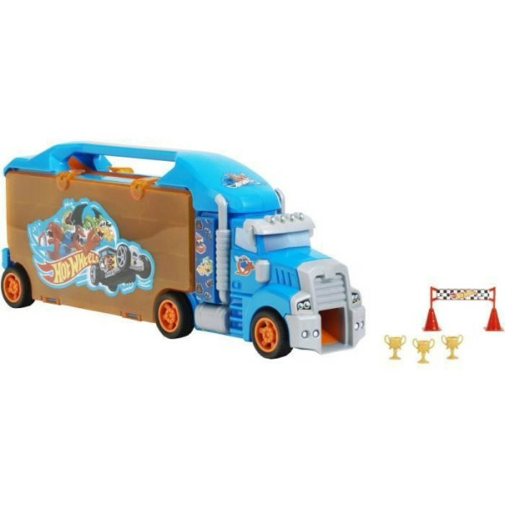 Grand camion de transport de véhicules miniatures - - 2474 - hot wheels avec accessoires - des 3 ans