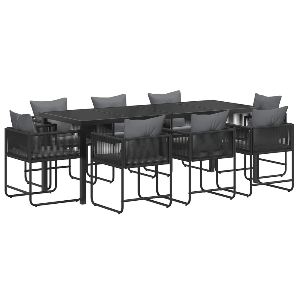 Ensemble de salle à manger pour jardin 9 pcs noir et anthracite