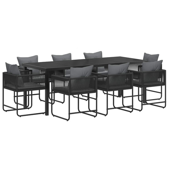 Ensemble de salle à manger pour jardin 9 pcs noir et anthracite