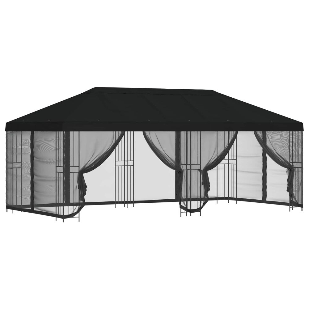 Gazebo avec murs latéraux 6 x 3 m noir polyester et acier