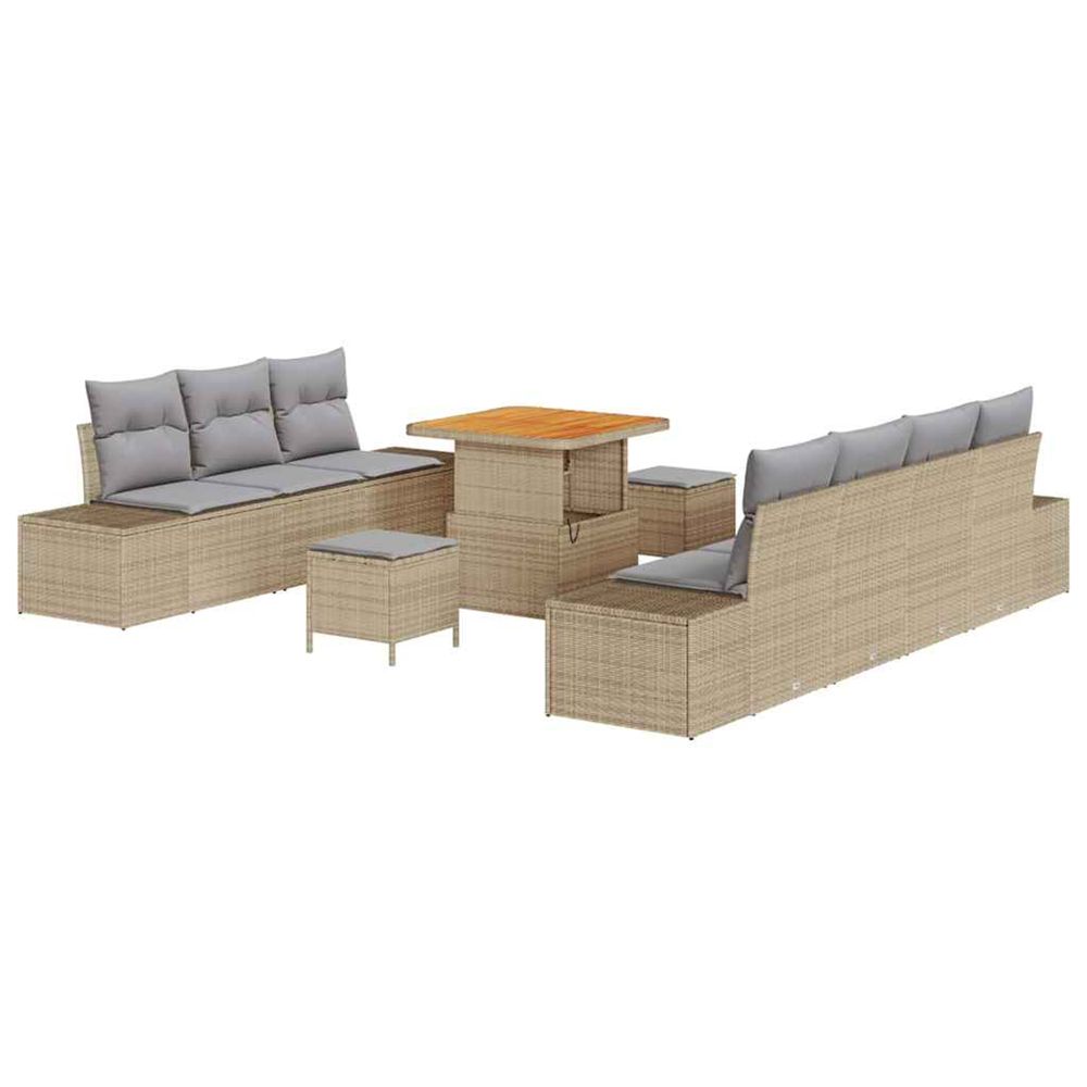 Ensemble de canapé de jardin 10 pc 9-nombre de places beige