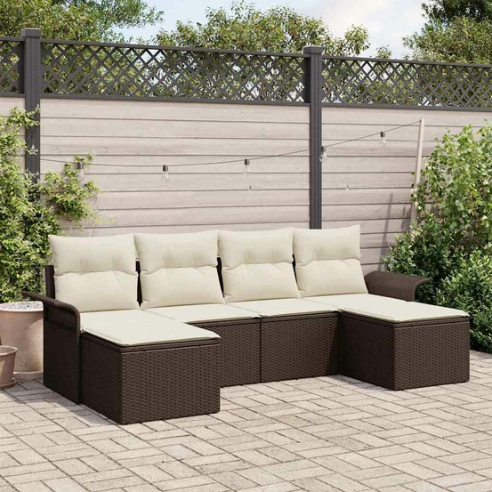 Ensemble de canapé de jardin 6 pcs marron poly rotin
