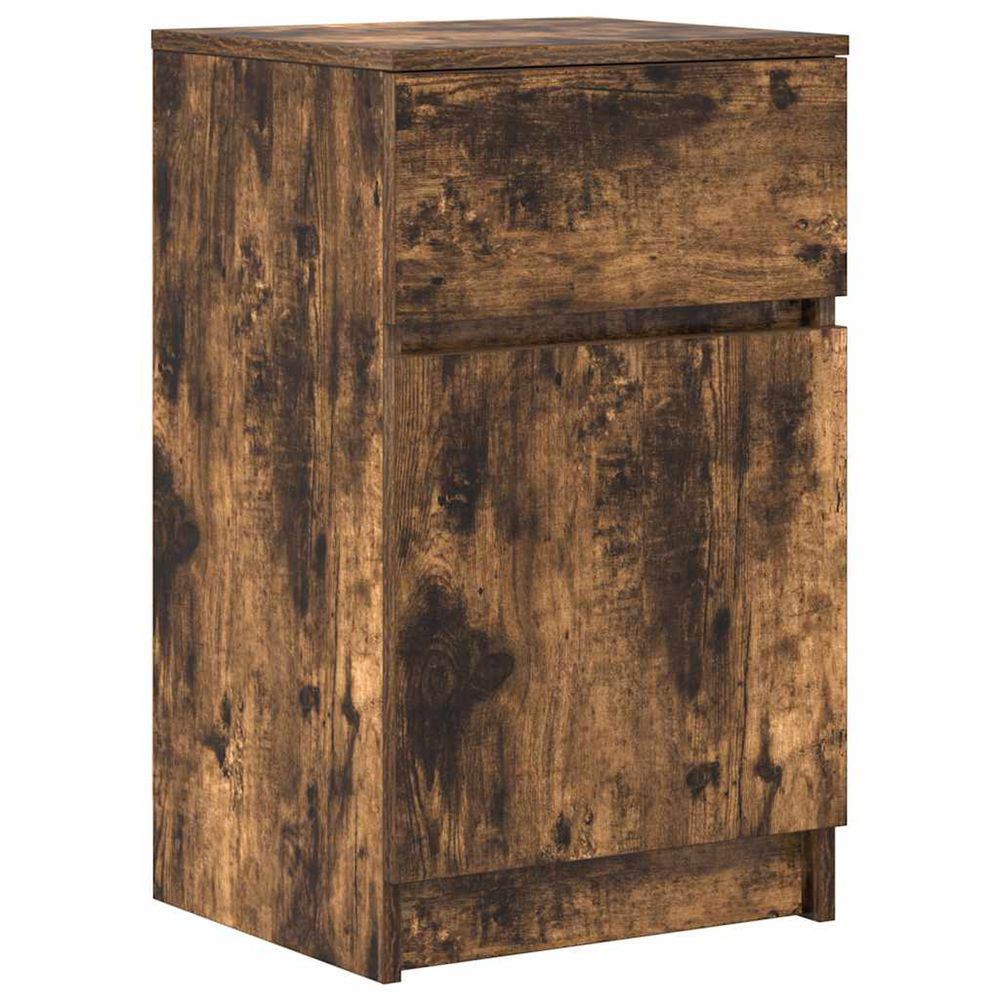 Table de chevet chêne fumé 39x35x65 cm bois d'ingénierie