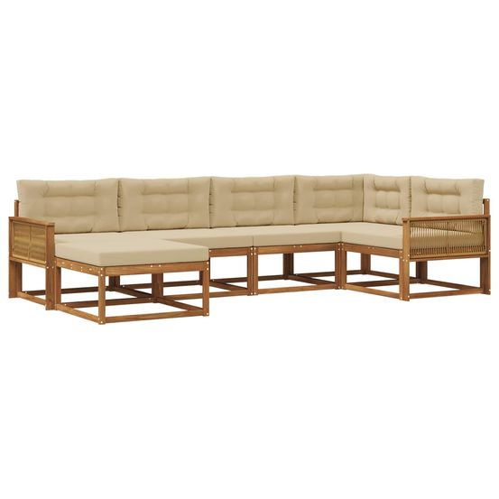 Ensemble de canapés d'extérieur 6 pc naturel et beige