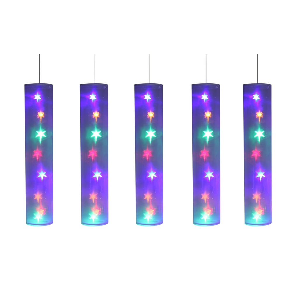 5 tubes lumineux avec étoiles led multicolores 40 led