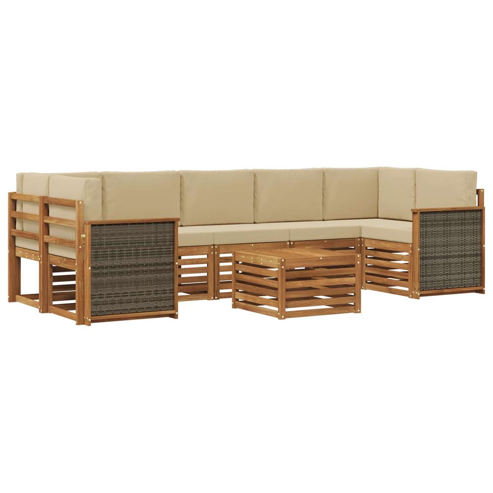 Ensemble de canapés d'extérieur 8 pc naturel et beige