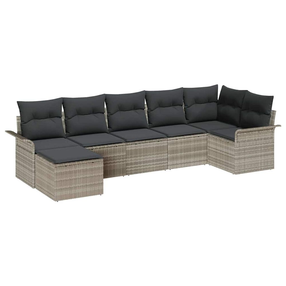 Ensemble de canapé de jardin 7 pc gris clair polyrotin