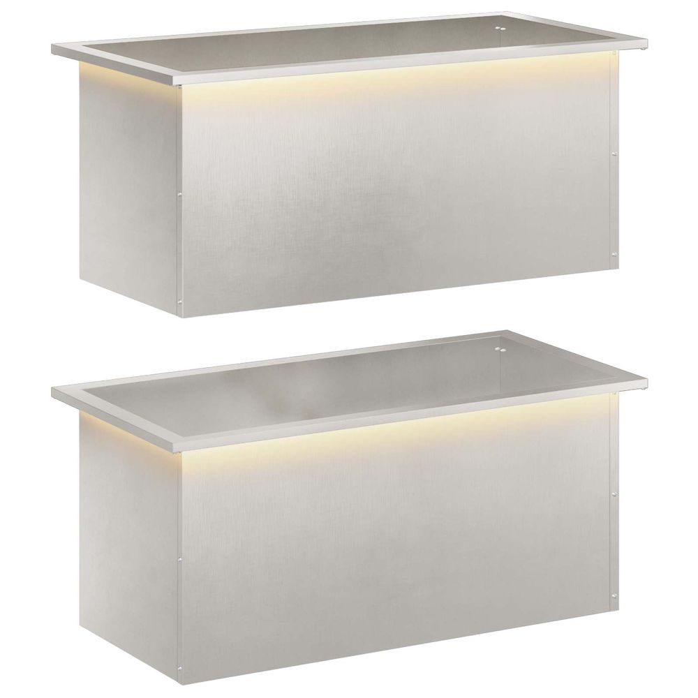 Jardinière d'extérieur de jardin avec led 2 pc argenté 40 x 80 x 40 cm