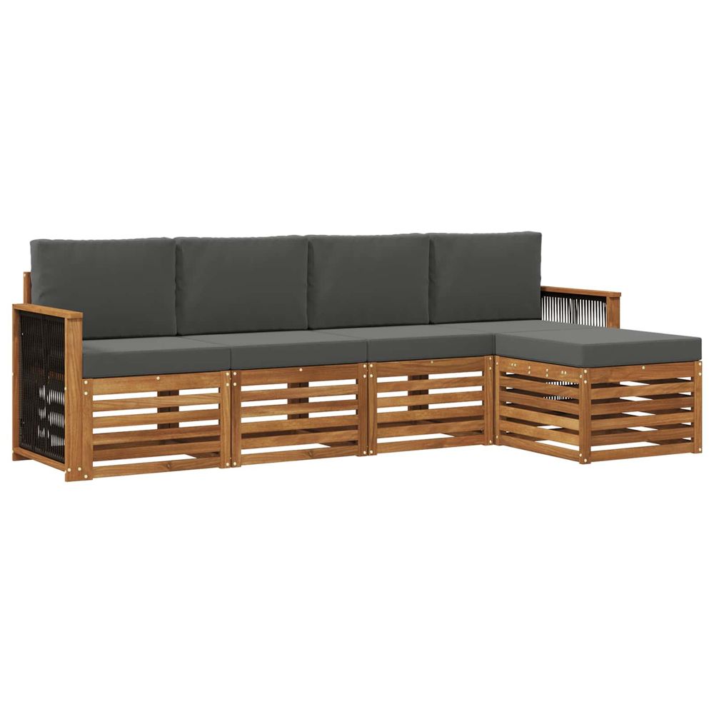 Ensemble de canapés d'extérieur 5 pc naturel et anthracite