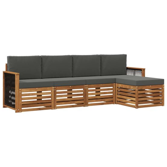 Ensemble de canapés d'extérieur 5 pc naturel et anthracite