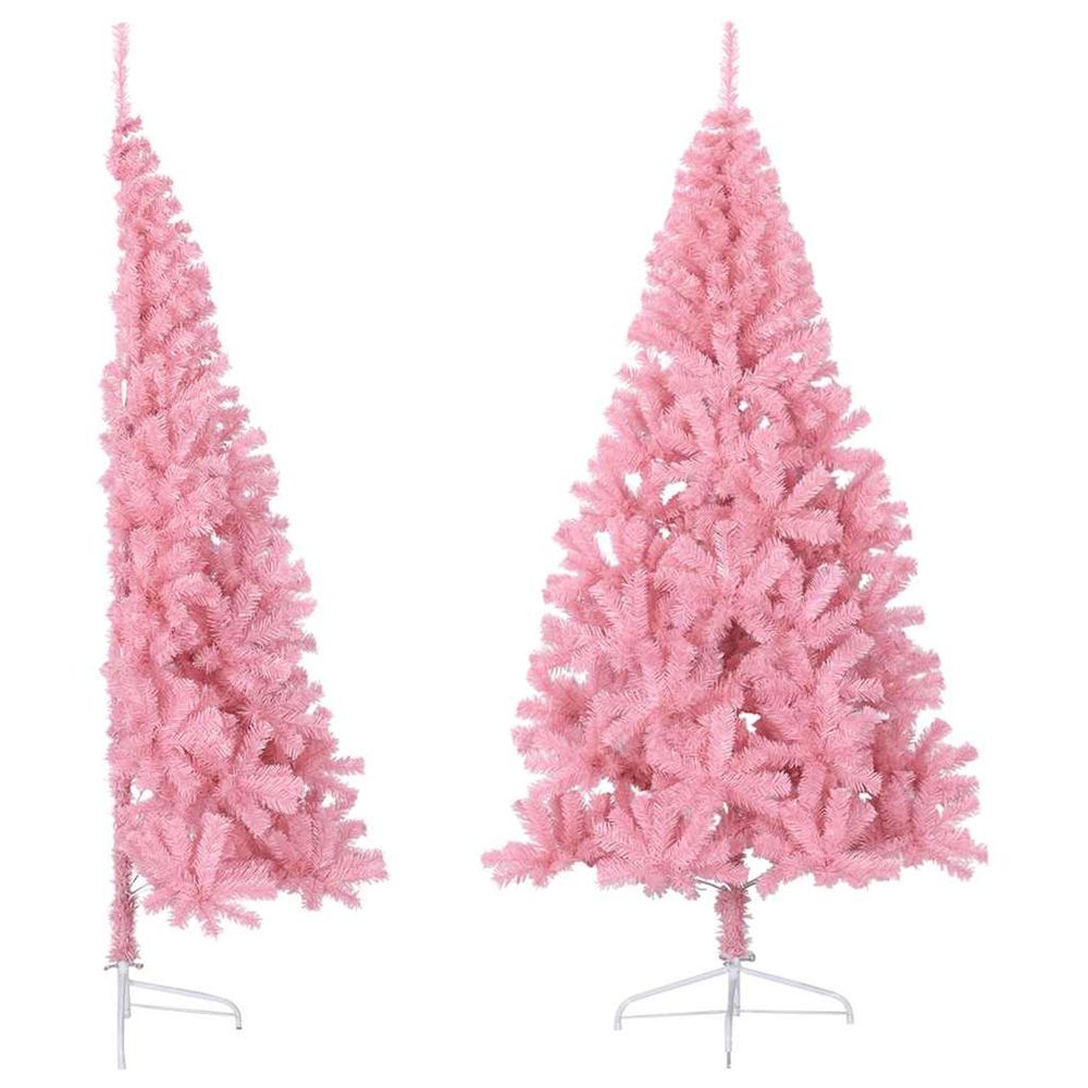 Demi sapin de noël artificiel avec support rose 210 cm pvc