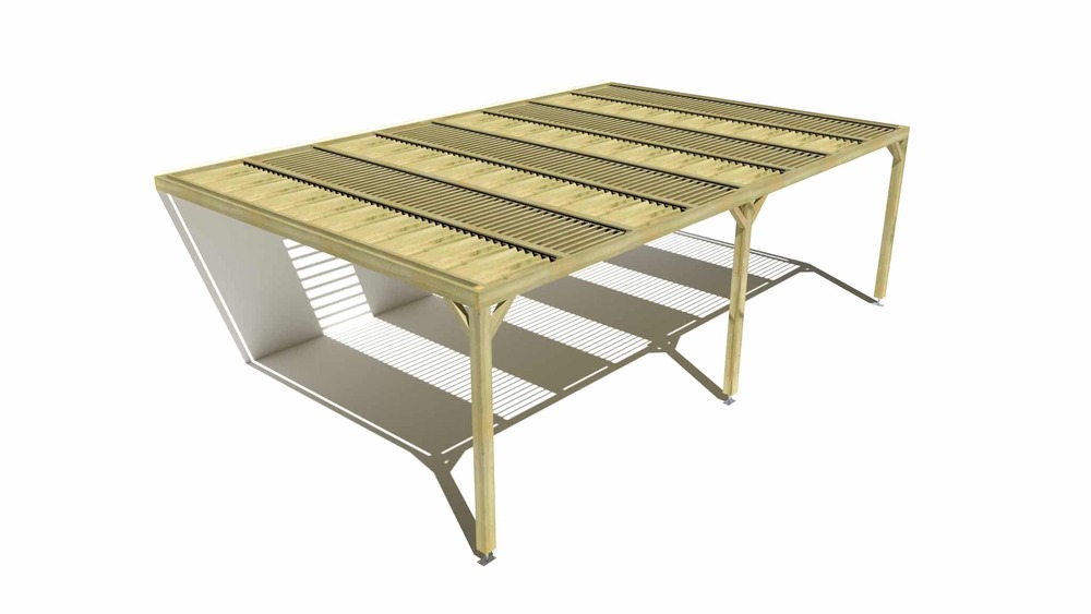 Pergola bois • 8m x 5m • adossée • sens profondeur • lames orientables bioclimatiques incluses • livraison comprise