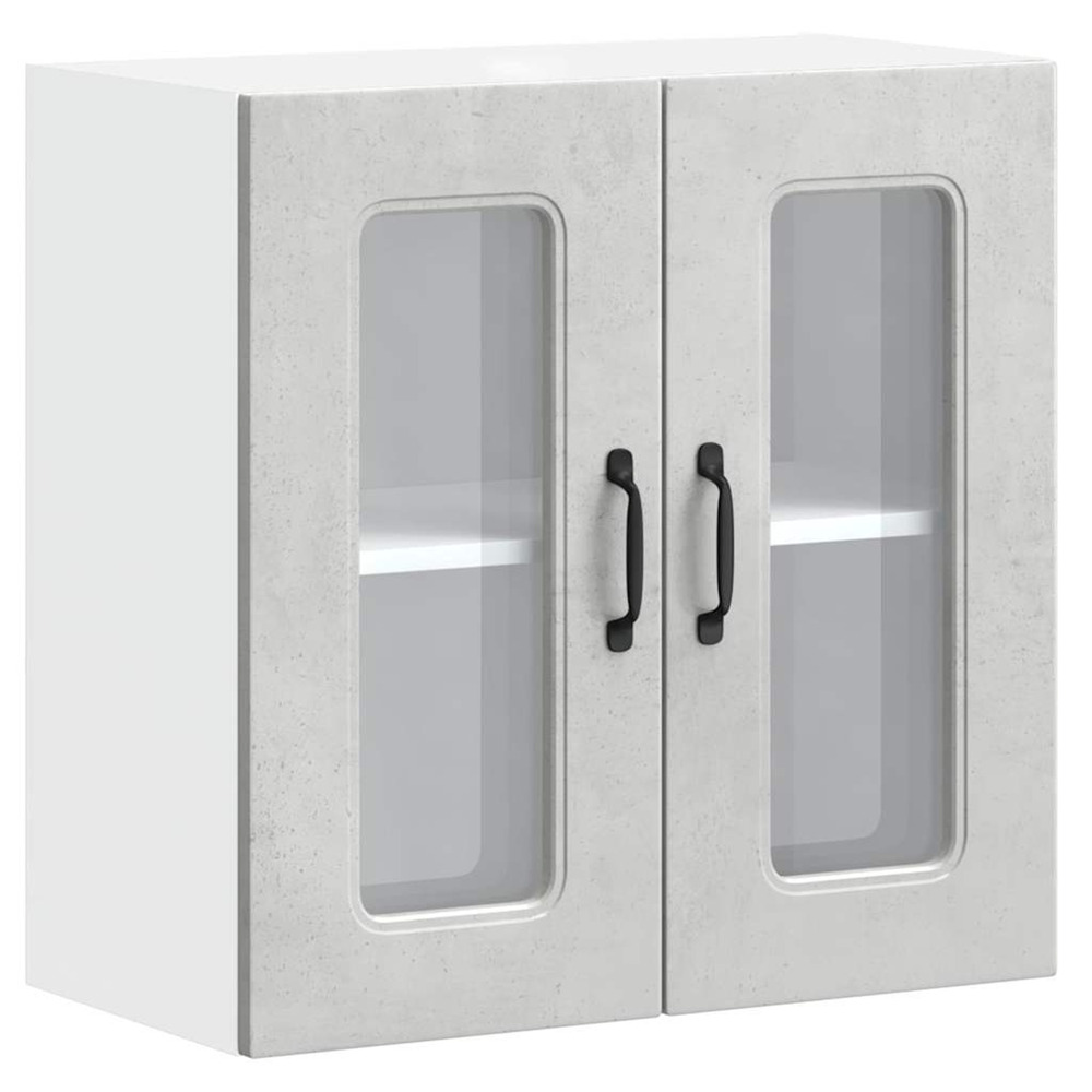 Armoire murale de cuisine avec porte en verre kalmar gris béton