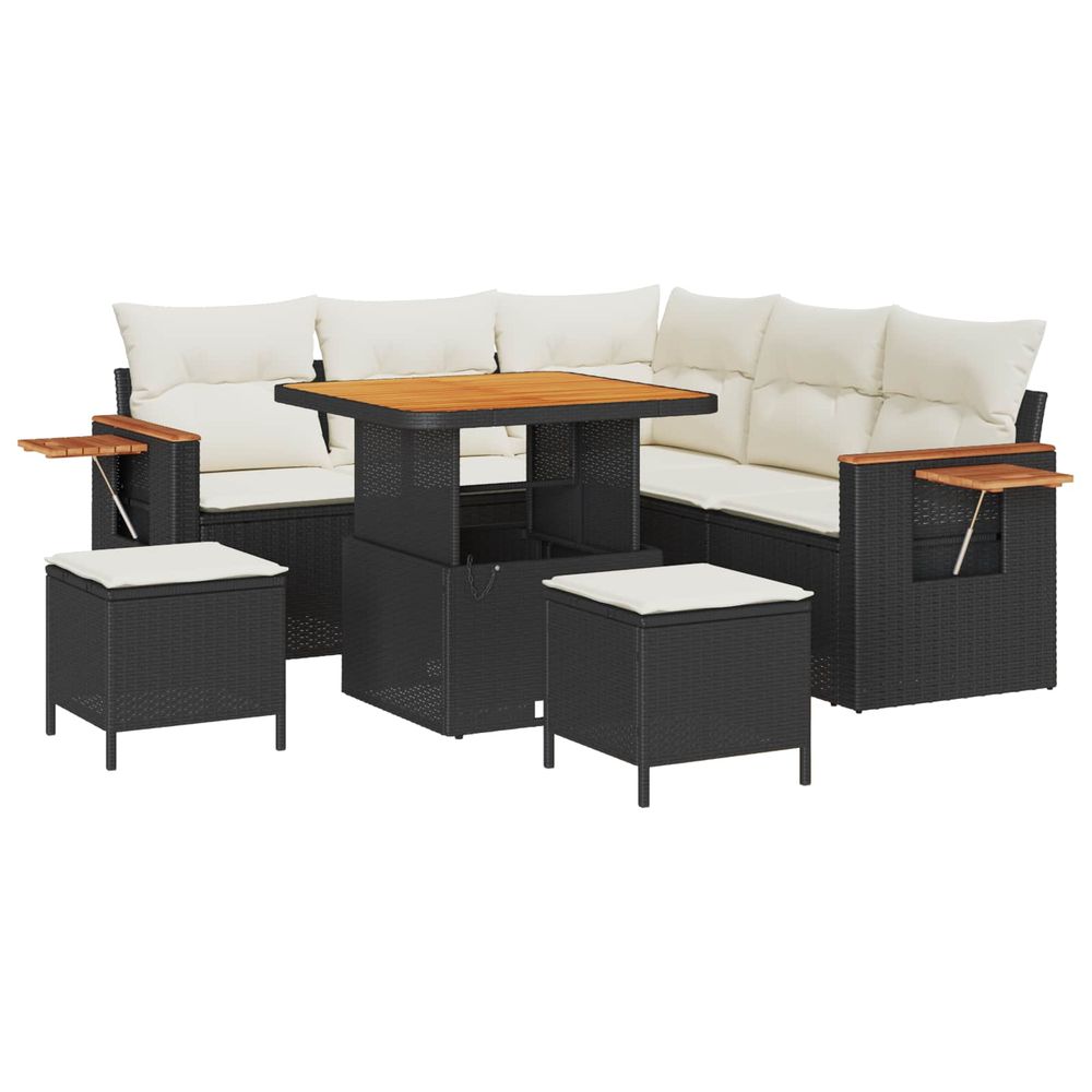 Ensemble de canapé de jardin 8 pc noir polyrotin