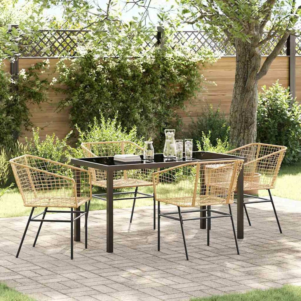 Ensemble de salle à manger pour jardin 5 pcs marron polyrotin