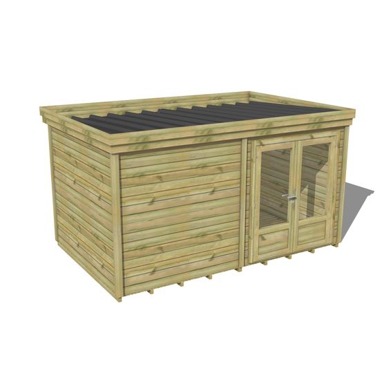 Abri de jardin bois pin traité autoclave 27mm - 4,695x2,64m / 12m2 - bac acier - plancher bois