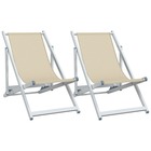 Chaises de plage pliantes 2 pcs crème aluminium et textilène