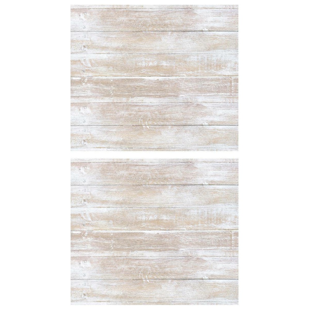 Lot de 2 stickers - motif bois - blanc - 80x70 cm