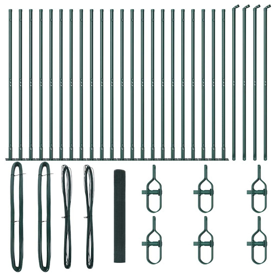 Clôture avec poteaux vert 1.2 x 50 m acier