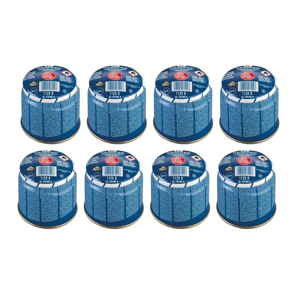 Pack 8 cartouches gaz 190g kemper butane perçable sécurité stop-gaz