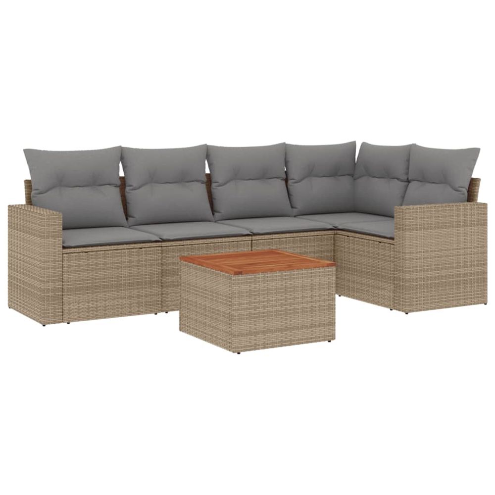 Salon de jardin avec coussins 6 pcs beige résine tressée
