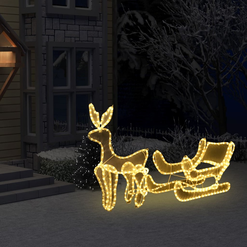 Cordon lumineux de noël renne et traîneau avec maille 432 led