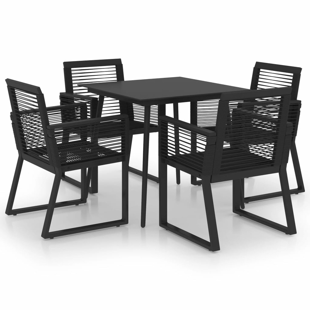 Ensemble à dîner salon de jardin meuble d'extérieur 5 pièces rotin pvc noir