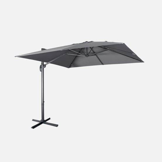 Parasol déporté carré 3x3m haut de gamme excentré inclinable rotatif à 360°