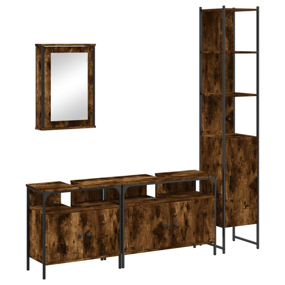 Ensemble de meubles de salle de bain 4 pcs chêne fumé bois