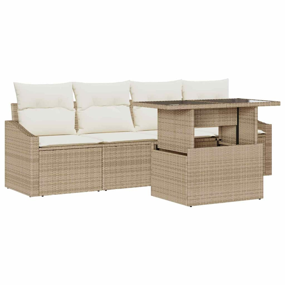 Ensemble de canapé de jardin 5 pcs beige poly rotin