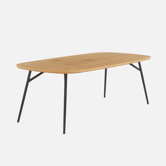 Table basse rectangulaire effet chêne pieds métal noir