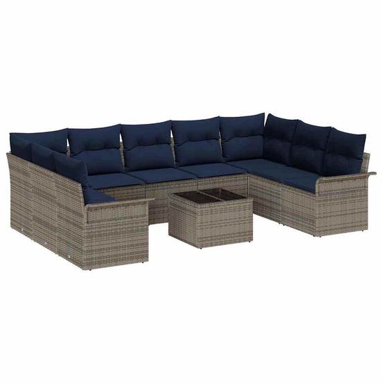 Ensemble de canapé de jardin 10 pc gris polyrotin
