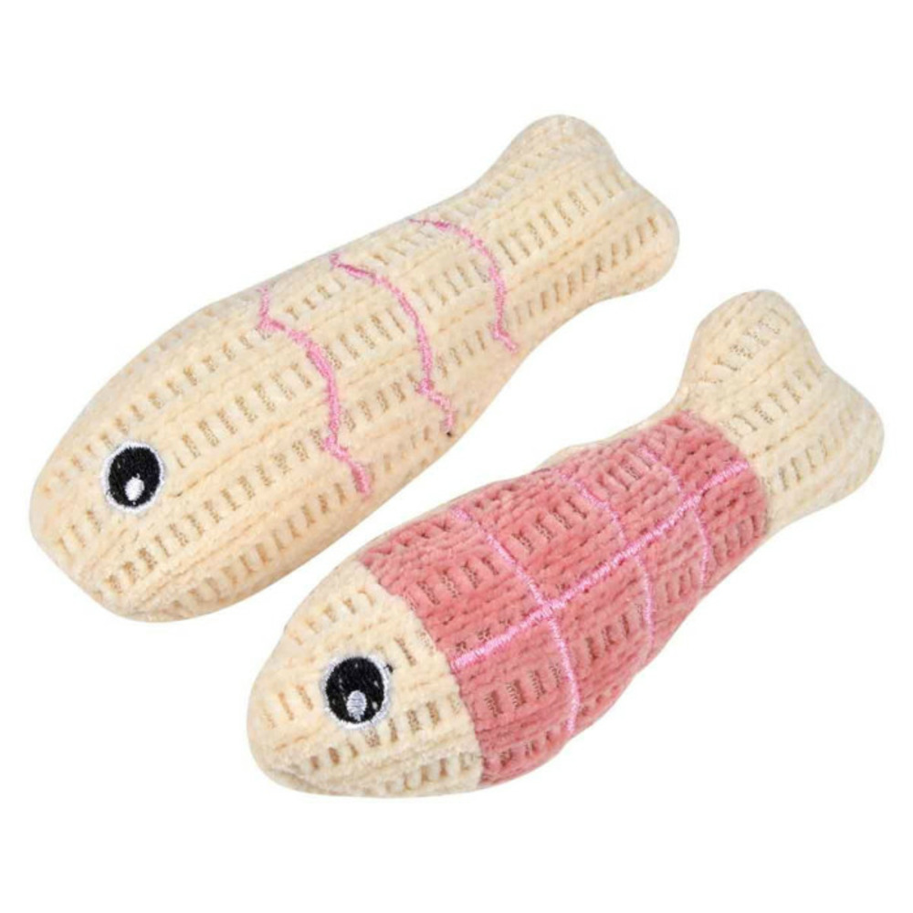 Lot de 2 jouets poisson pour chat boho cat 12cm bois de rose