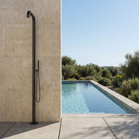 Douche exterieure deau chaude et froide chia canna di fucile