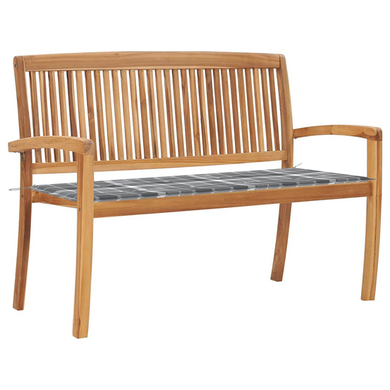Banc de jardin empilable et coussin 128,5cm bois de teck massif