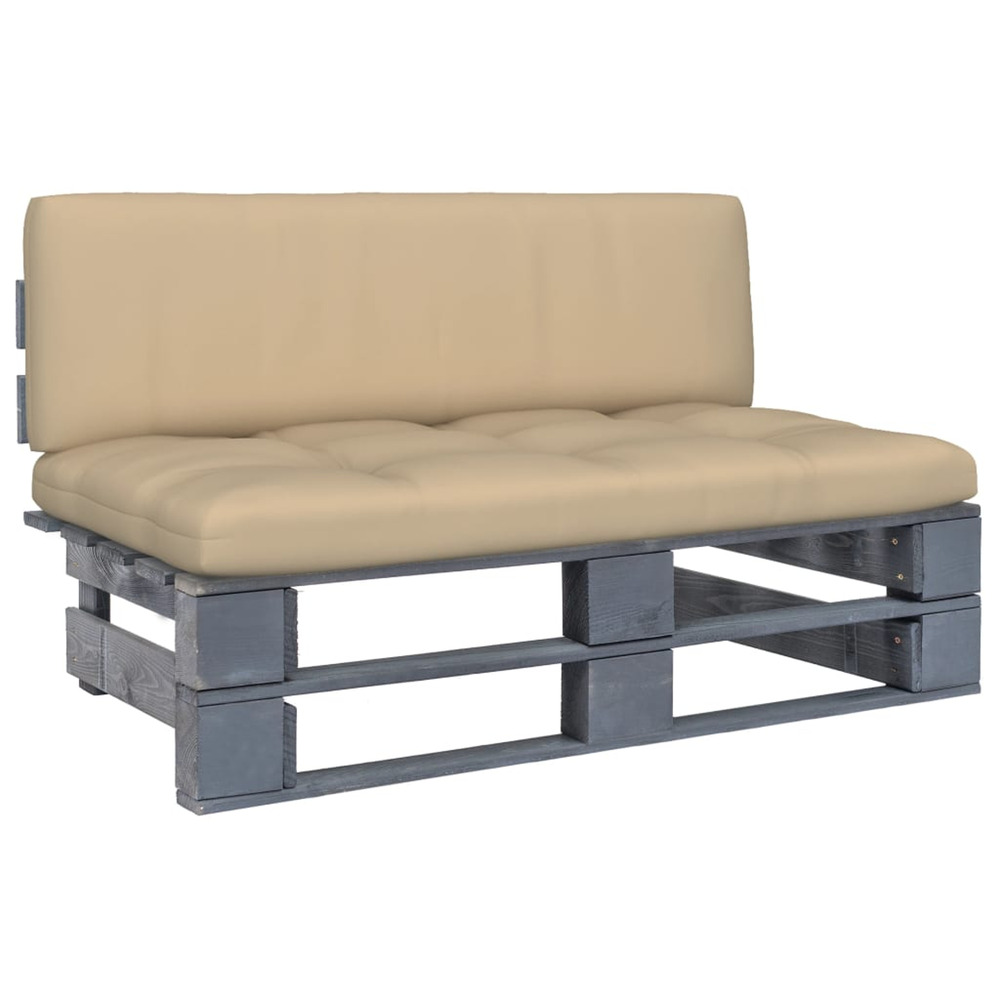 Canapé central palette de jardin gris bois de pin imprégné