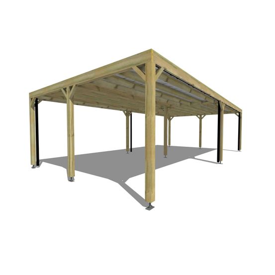 Carport bois autoportant 4 voitures 50 m² • 10 x 5 m • hauteur de passage 2,37 m • sens largeur • livraison comprise