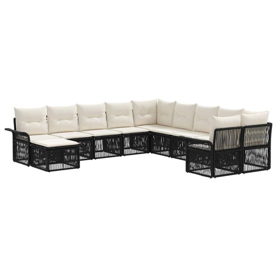 Ensemble de canapé de jardin 11 pc noir et blanc crème