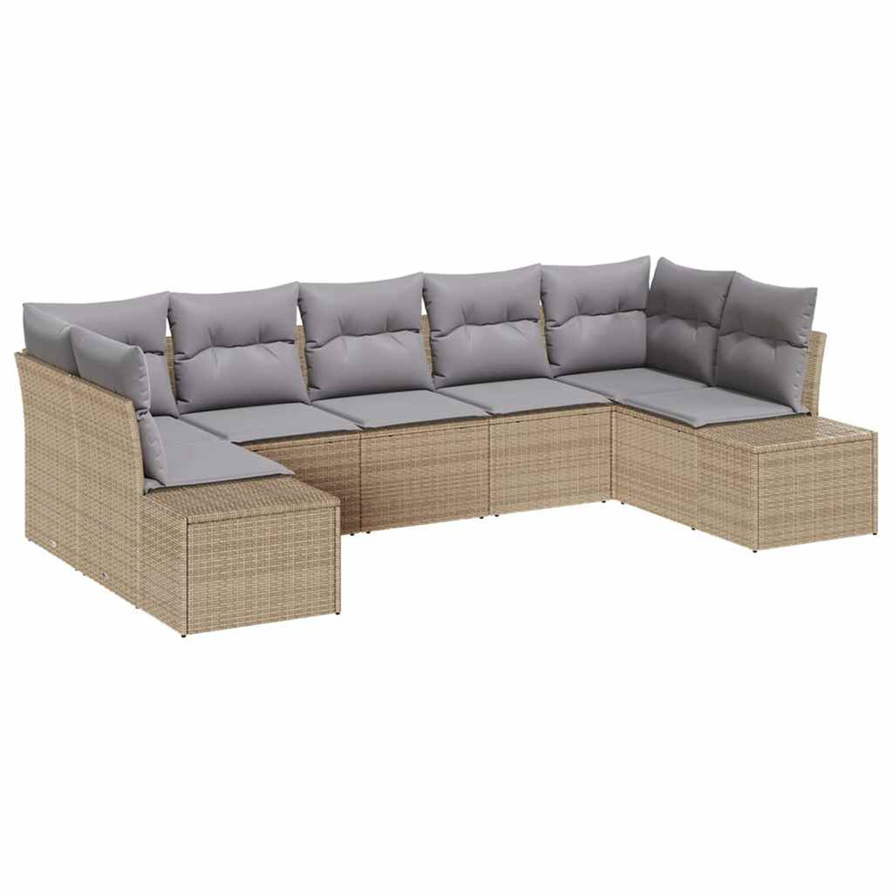 Ensemble de canapé de jardin 7 pcs beige et gris clair