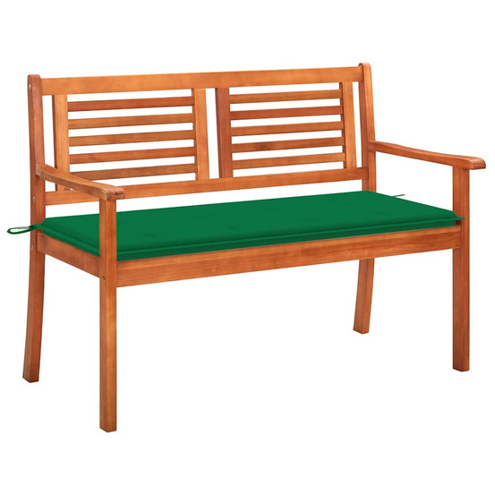 Banc de jardin 2 places avec coussin 120 cm bois d'eucalyptus