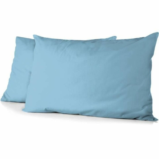 2 taies d'oreiller microfibre 82 g 50 x 70 cm - bleu ciel