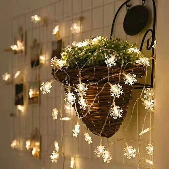 Guirlande lumineuse - flocons de neige blancs - 1m50