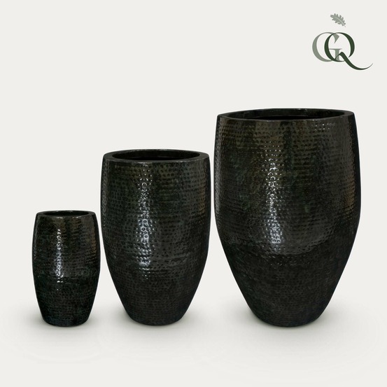 Ensemble de 3 pots - thom noir métal - grand pots thom noir