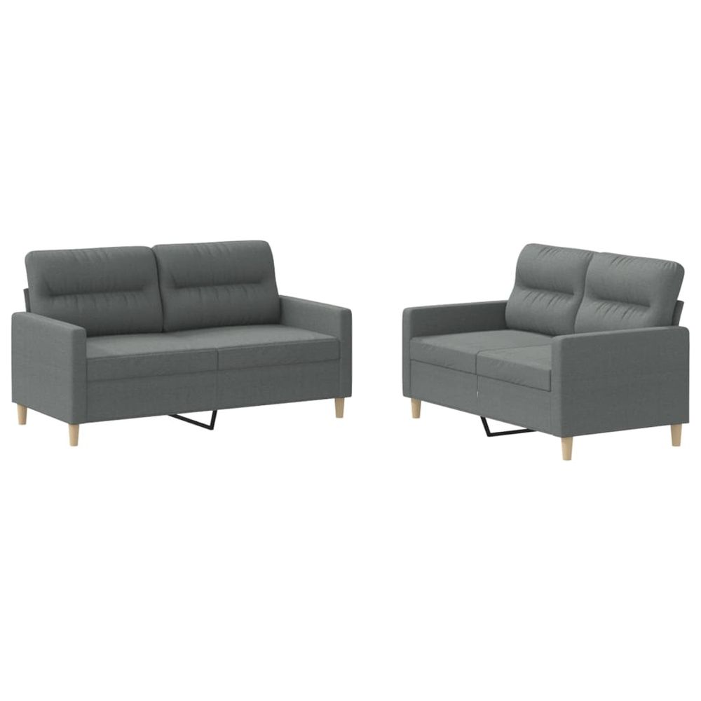 Ensemble de canapés 2 pcs avec coussins gris foncé tissu