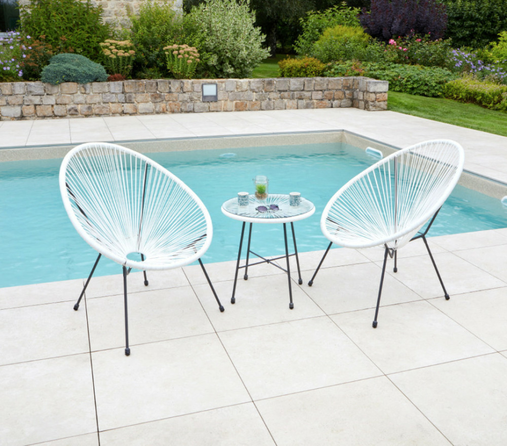 Salon de jardin en acier - 2 places - blanc - caracas