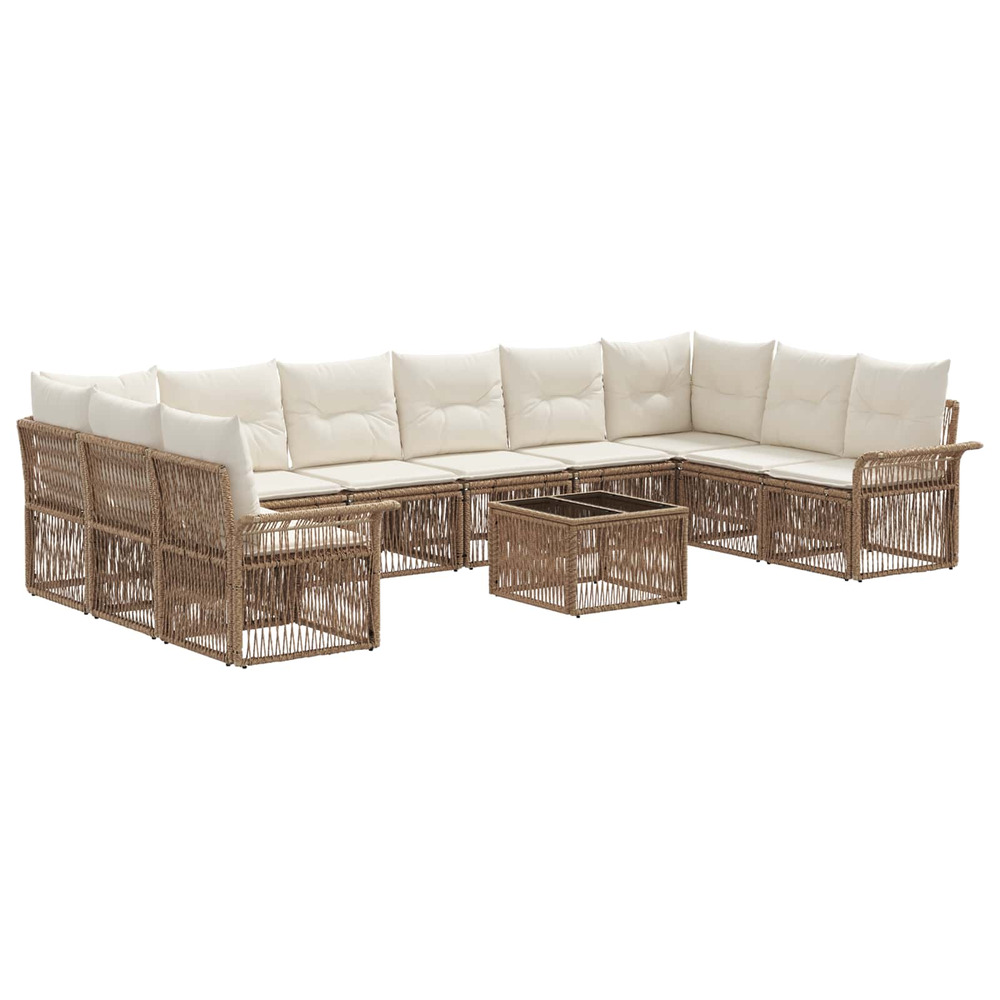Ensemble de canapé de jardin 11 pcs beige polyrotin