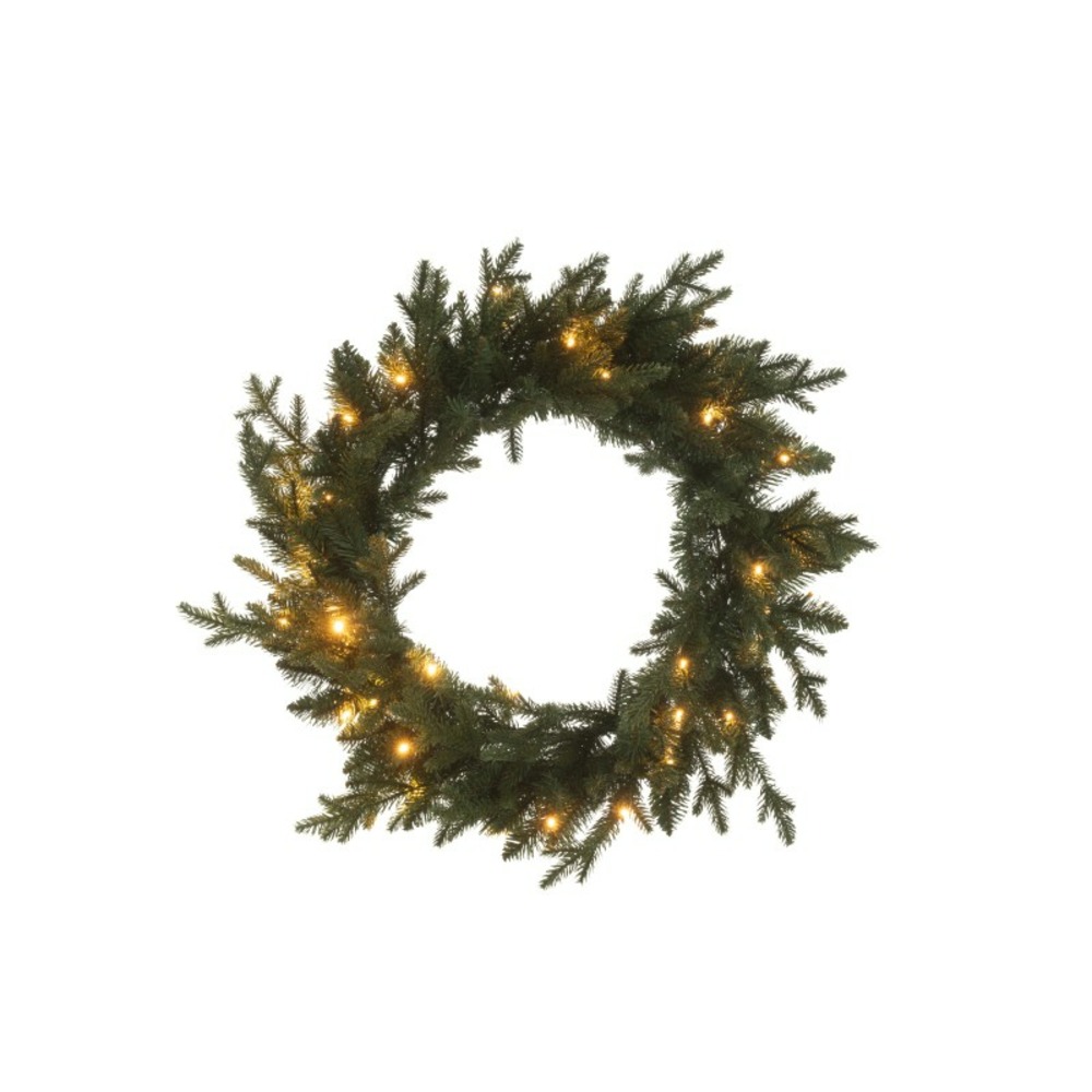 Couronne artificielle de 20 leds en métal vert d.60 cm