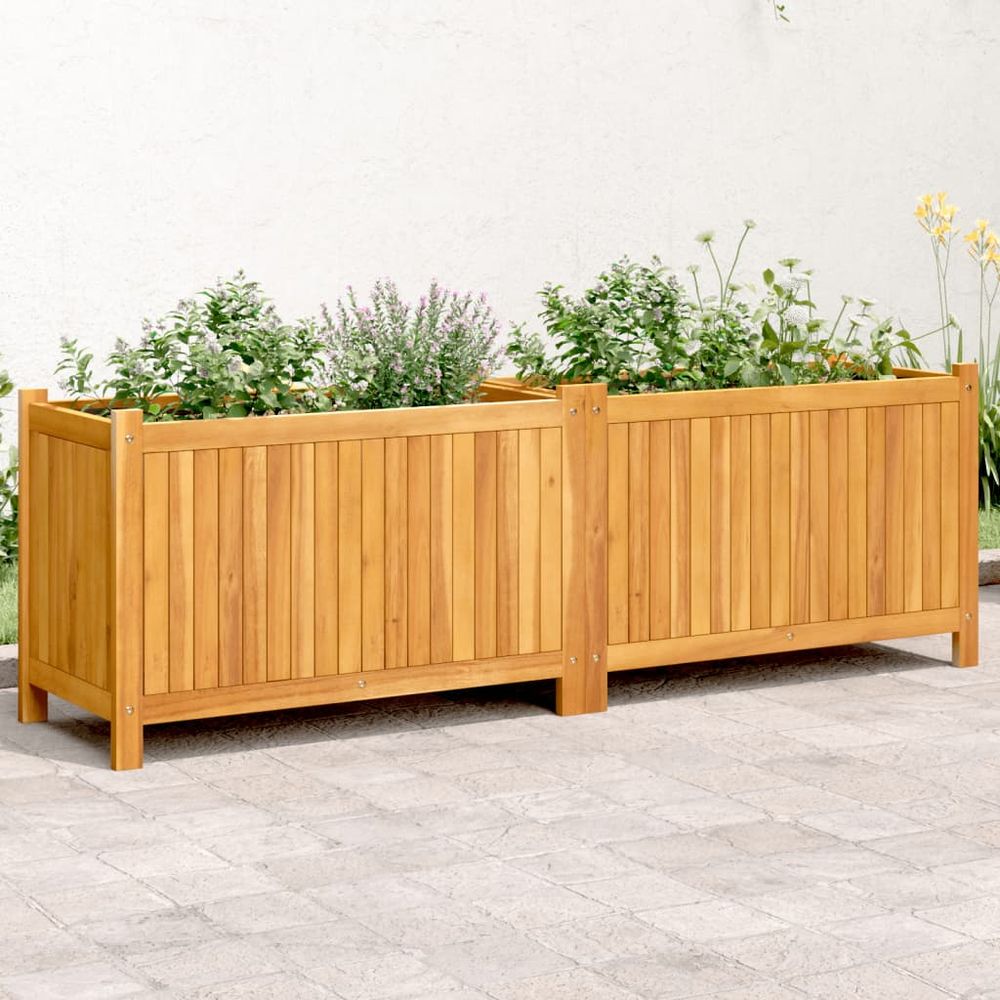 Très grande jardinière bois acacia pour séparation de terrasse 153x38,5x50 cm