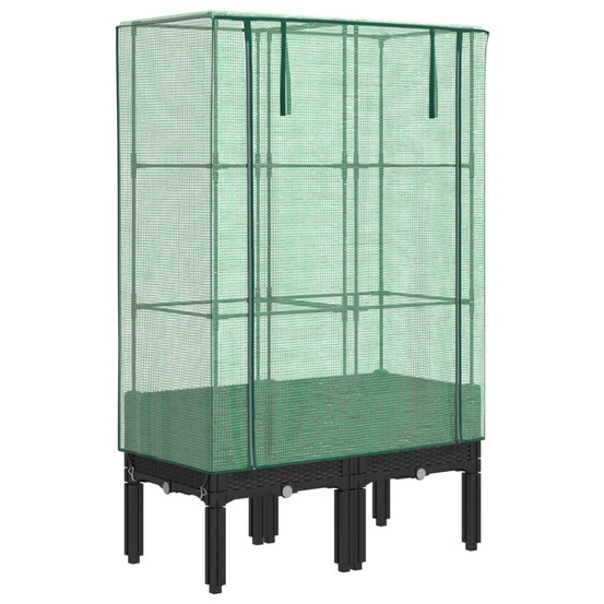 Jardinière d'extérieur surélevée avec housse aspect rotin 80x40x140 cm
