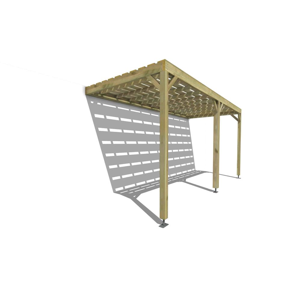 Pergola bois • 5m x 2m • adossée • sens profondeur • platelage bois • livraison comprise